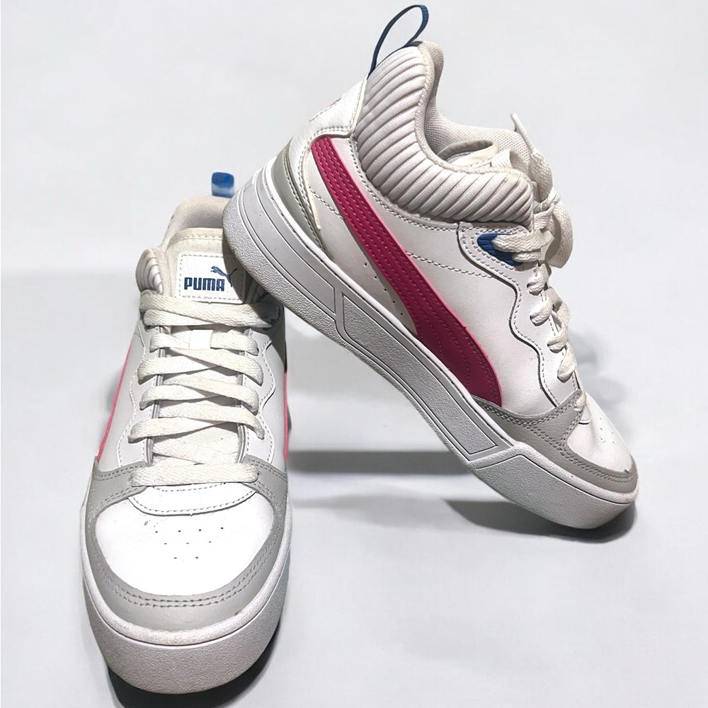 Puma White and Pink High-Top Sneakers